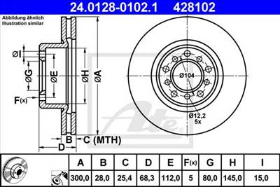 ATE 24.0128-0102.1 - féktárcsa MERCEDES-BENZ