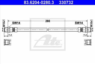 ATE 83.6204-0280.3 - fékcső MERCEDES-BENZ