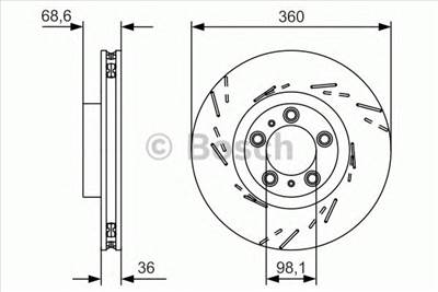 BOSCH 0 986 479 D22 - féktárcsa PORSCHE
