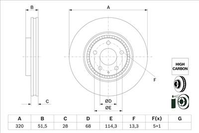 BOSCH 0 986 479 H02 - féktárcsa MAZDA