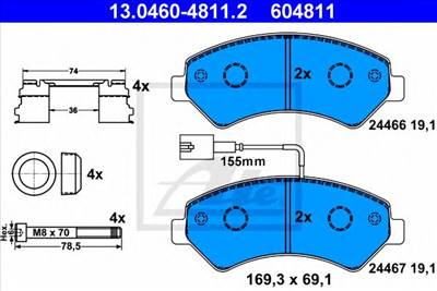ATE 13.0460-4811.2 - fékbetét CITROËN FIAT OPEL PEUGEOT VAUXHALL