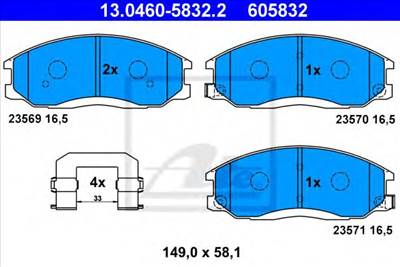 ATE 13.0460-5832.2 - fékbetét DAEWOO HYUNDAI SSANGYONG