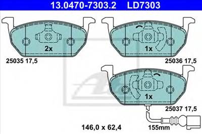 ATE 13.0470-7303.2 - fékbetét AUDI SEAT SKODA VW