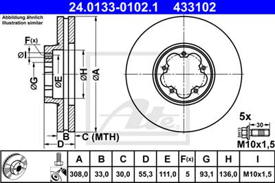 ATE 24.0133-0102.1 - féktárcsa FORD