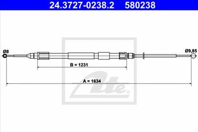 ATE 24.3727-0238.2 - Kézifék bowden BMW