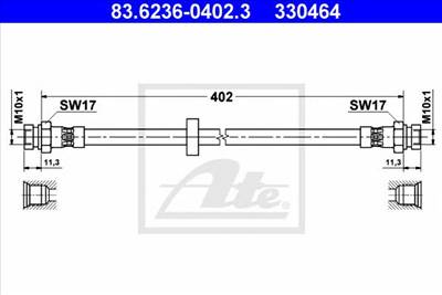 ATE 83.6236-0402.3 - fékcső SEAT VW