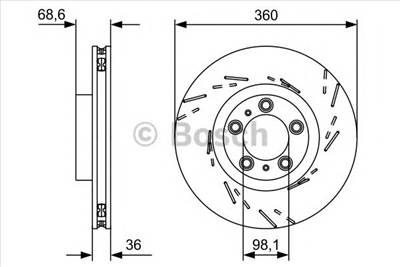 BOSCH 0 986 479 D23 - féktárcsa PORSCHE