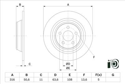 BOSCH 0 986 479 E82 - féktárcsa FORD FORD AUSTRALIA