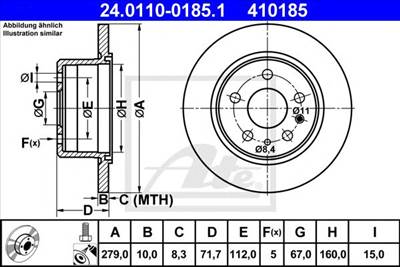 ATE 24.0110-0185.1 - féktárcsa MERCEDES-BENZ