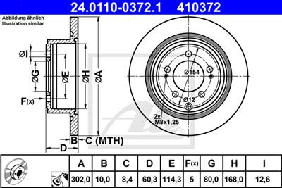 ATE 24.0110-0372.1 - féktárcsa CHRYSLER JEEP LANCIA