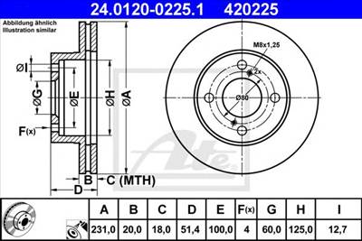 ATE 24.0120-0225.1 - féktárcsa NISSAN SUZUKI