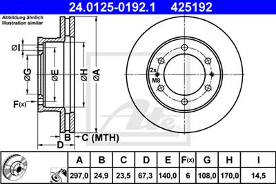 ATE 24.0125-0192.1 - féktárcsa TOYOTA