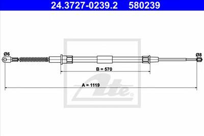 ATE 24.3727-0239.2 - Kézifék bowden BMW