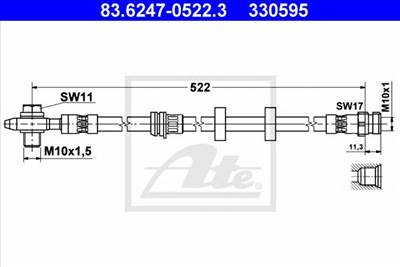 ATE 83.6247-0522.3 - fékcső SEAT SKODA VW
