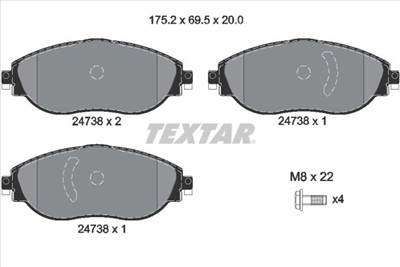 Fékbetét készlet TEXTAR 2473806 for AUDI, VW, CUPRA, SEAT, …