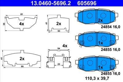 ATE 13.0460-5696.2 - fékbetétkészlet, tárcsafék SUBARU