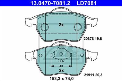 ATE 13.0470-7081.2 - fékbetét AUDI SEAT SKODA VW