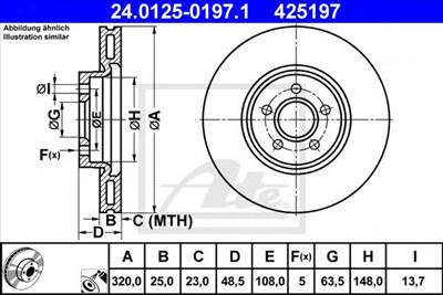 ATE 24.0125-0197.1 - féktárcsa FORD VOLVO