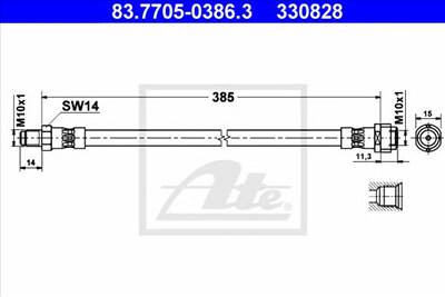 ATE 83.7705-0386.3 - fékcső MERCEDES-BENZ