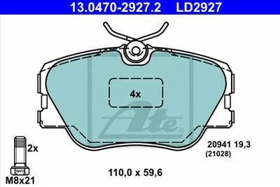 ATE 13.0470-2927.2 - fékbetét MERCEDES-BENZ