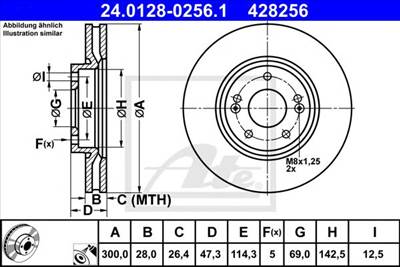 ATE 24.0128-0256.1 - féktárcsa HYUNDAI KIA