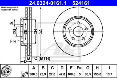 ATE 24.0324-0161.1 - féktárcsa FORD JAGUAR