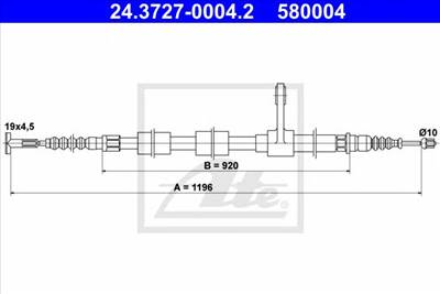 ATE 24.3727-0004.2 - Kézifék bowden ALFA ROMEO