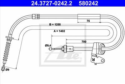 ATE 24.3727-0242.2 - Kézifék bowden MINI