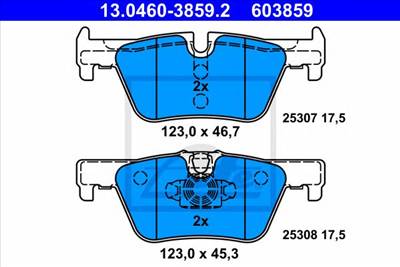 ATE 13.0460-3859.2 - fékbetét BMW
