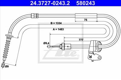 ATE 24.3727-0243.2 - Kézifék bowden MINI