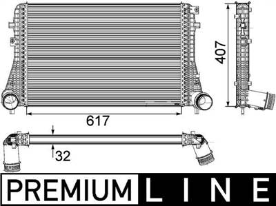 töltőlevegő-hűtő MAHLE CI 208 000P for AUDI, VW, CUPRA, SEAT, …
