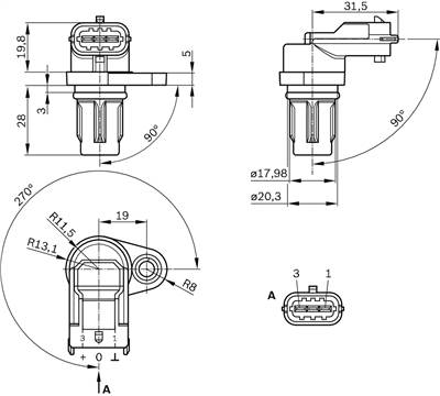 BOSCH 0 232 103 097 - vezérműtengely pozíció érzékelő ABARTH ALFA ROMEO BENTLEY CHRYSLER FIAT JEEP L