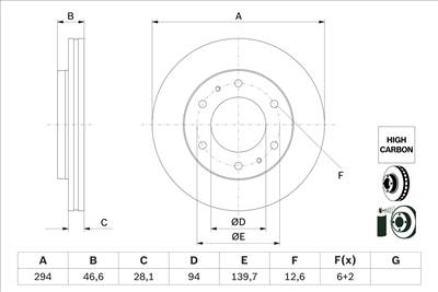 BOSCH 0 986 479 E93 - féktárcsa FIAT