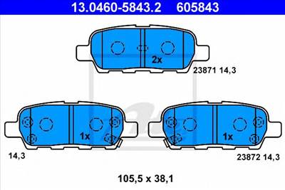 ATE 13.0460-5843.2 - fékbetét INFINITI NISSAN RENAULT SUZUKI