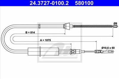 ATE 24.3727-0100.2 - Kézifék bowden AUDI