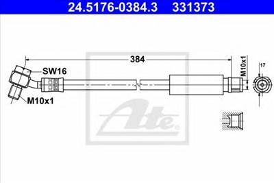 ATE 24.5176-0384.3 - fékcső CHEVROLET OPEL SAAB VAUXHALL