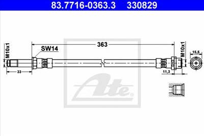 ATE 83.7716-0363.3 - fékcső MERCEDES-BENZ VW