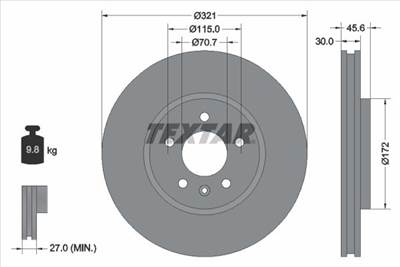 féktárcsa TEXTAR 92256803 for OPEL, VAUXHALL, CADILLAC