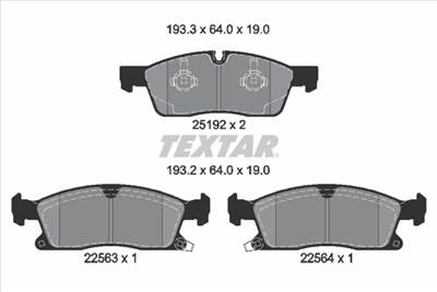 TEXTAR 2519209 - fékbetétkészlet, tárcsafék JEEP