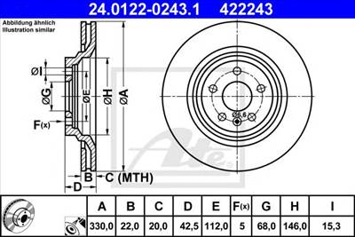 ATE 24.0122-0243.1 - féktárcsa AUDI