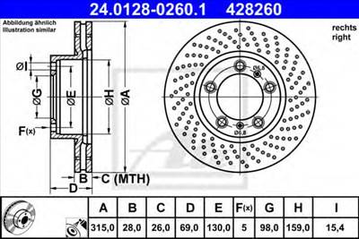 ATE 24.0128-0260.1 - féktárcsa PORSCHE