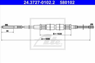 ATE 24.3727-0102.2 - Kézifék bowden VW