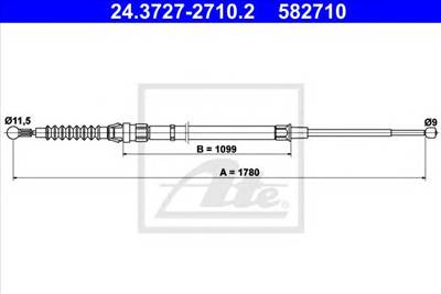 ATE 24.3727-2710.2 - Kézifék bowden SEAT SKODA