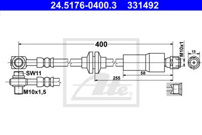 ATE 24.5176-0400.3 - fékcső CHEVROLET OPEL VAUXHALL