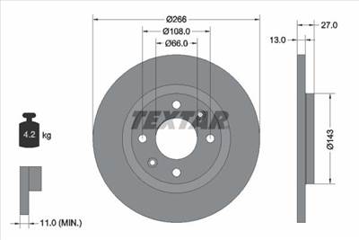 féktárcsa TEXTAR 92089103 for CITROËN, PEUGEOT