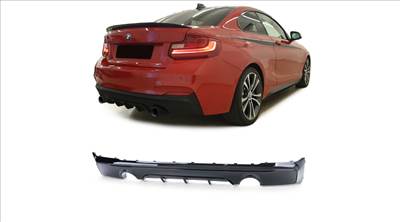BMW F22 F23 228i 235i M240i M-Performace lökhárítóba M2 stílusú lakk fekete műanyag diffúzor kétoldali 1-1csöves