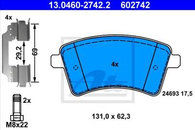 ATE 13.0460-2742.2 - fékbetét MERCEDES-BENZ RENAULT