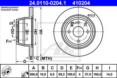 ATE 24.0110-0204.1 - féktárcsa OPEL VAUXHALL