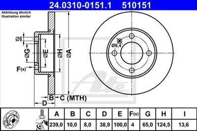 ATE 24.0310-0151.1 - féktárcsa AUDI SEAT VW