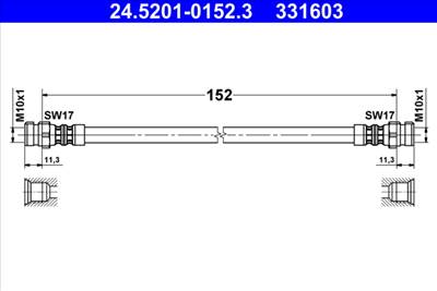 ATE 24.5201-0152.3 - fékcső SEAT SKODA VW